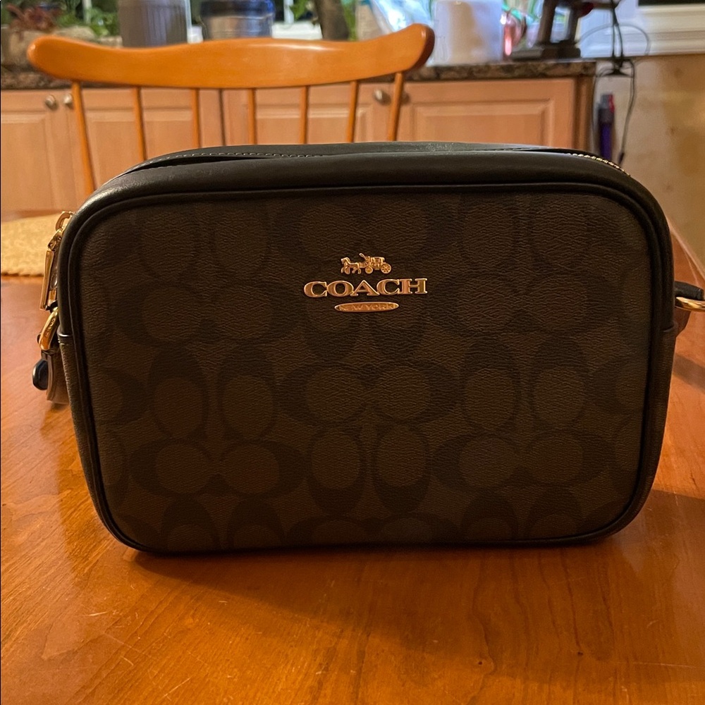 Coach Dark Brown Signature Crossbody Bag